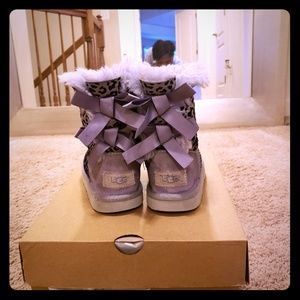 UGGS Toddler Purple leopard Bailey Bow II